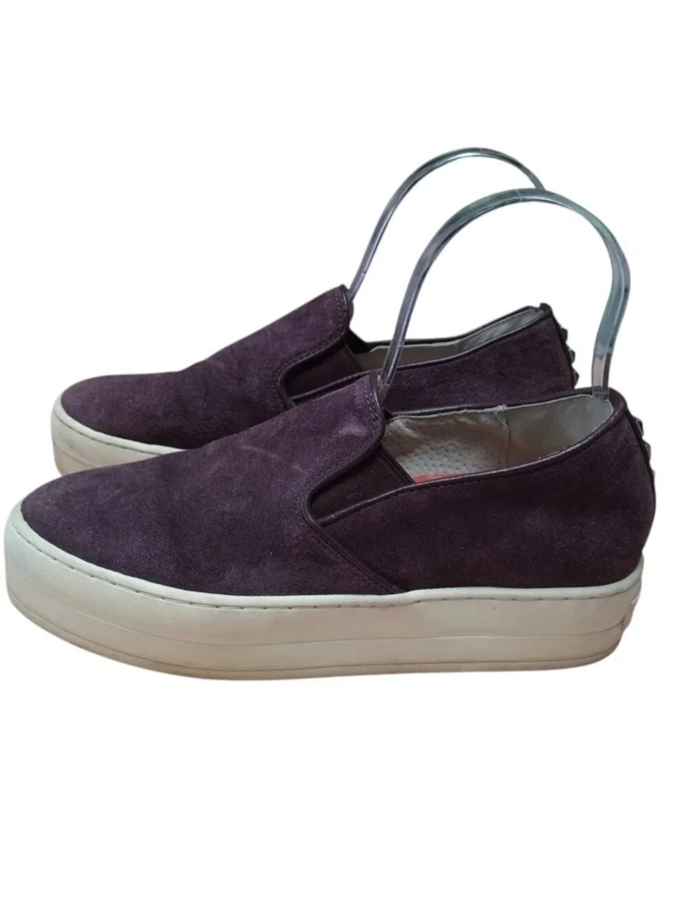 Skechers Street Rise Fit Women's Size 7 Plum Suede Platform Studded Slip On Shoe